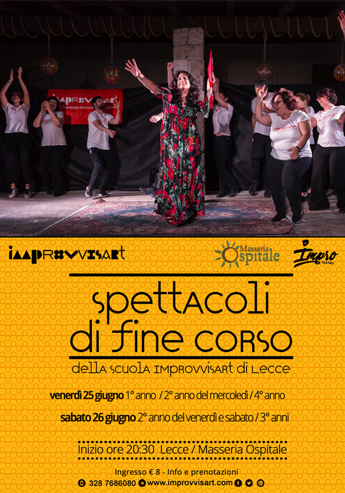 Venerdì 25 e sabato 26 giugno Spettacoli di fine corso della Scuola Improvvisart di Lecce