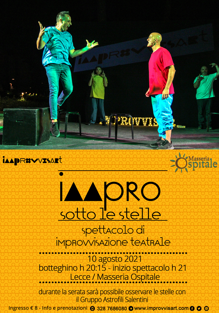 Impro sotto le stelle - spettacolo di Improvvisazione Teatrale il 10 agosto alla Masseria Ospitale
