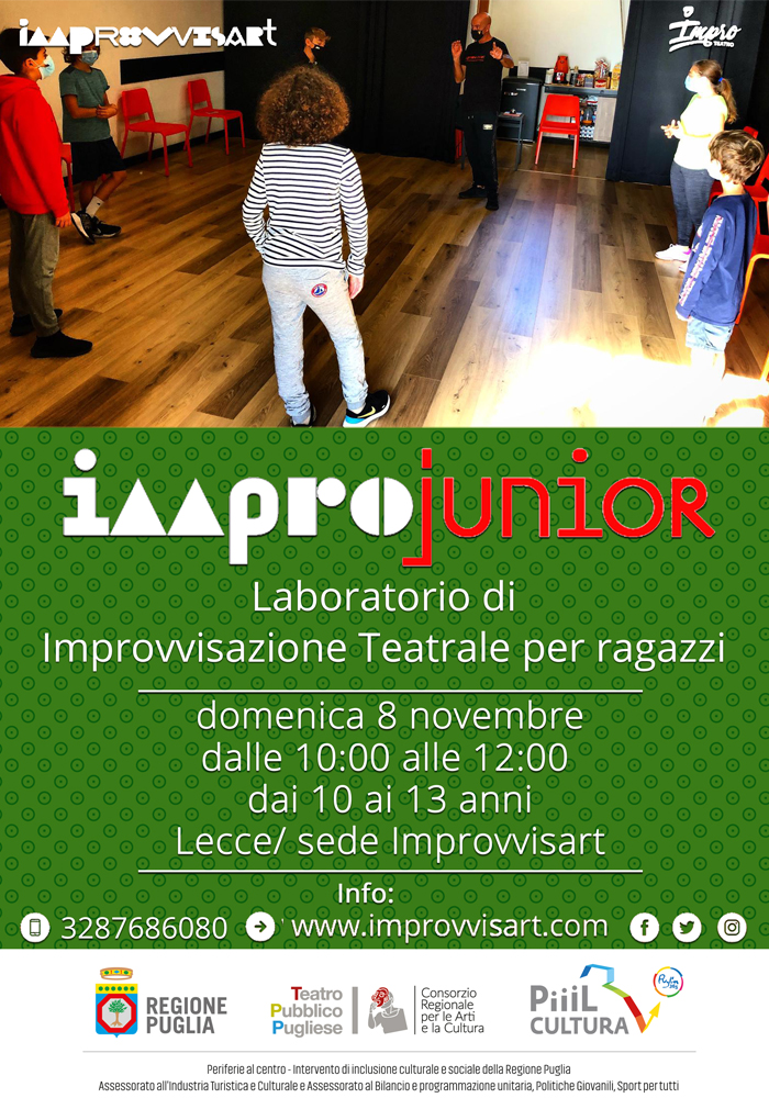 Improjunior - laboratorio di Improvvisazione Teatrale per ragazzi domenica 8 novembre a Lecce