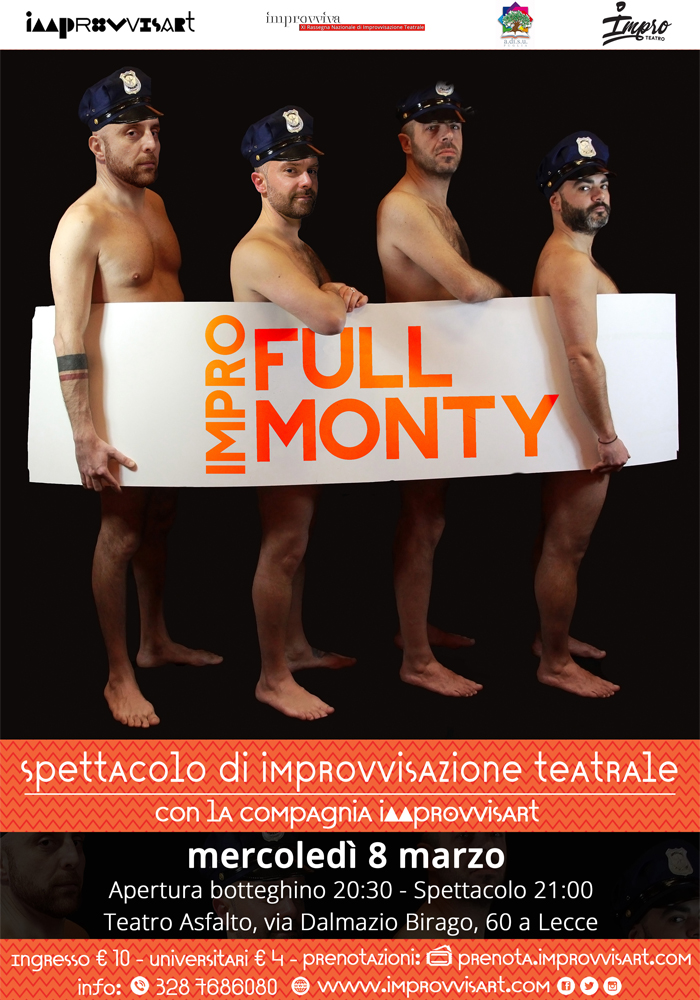 "Impro Full Monty" - spettacolo comico di Improvvisazione Teatrale l'8 marzo al Teatro Asfalto di Lecce